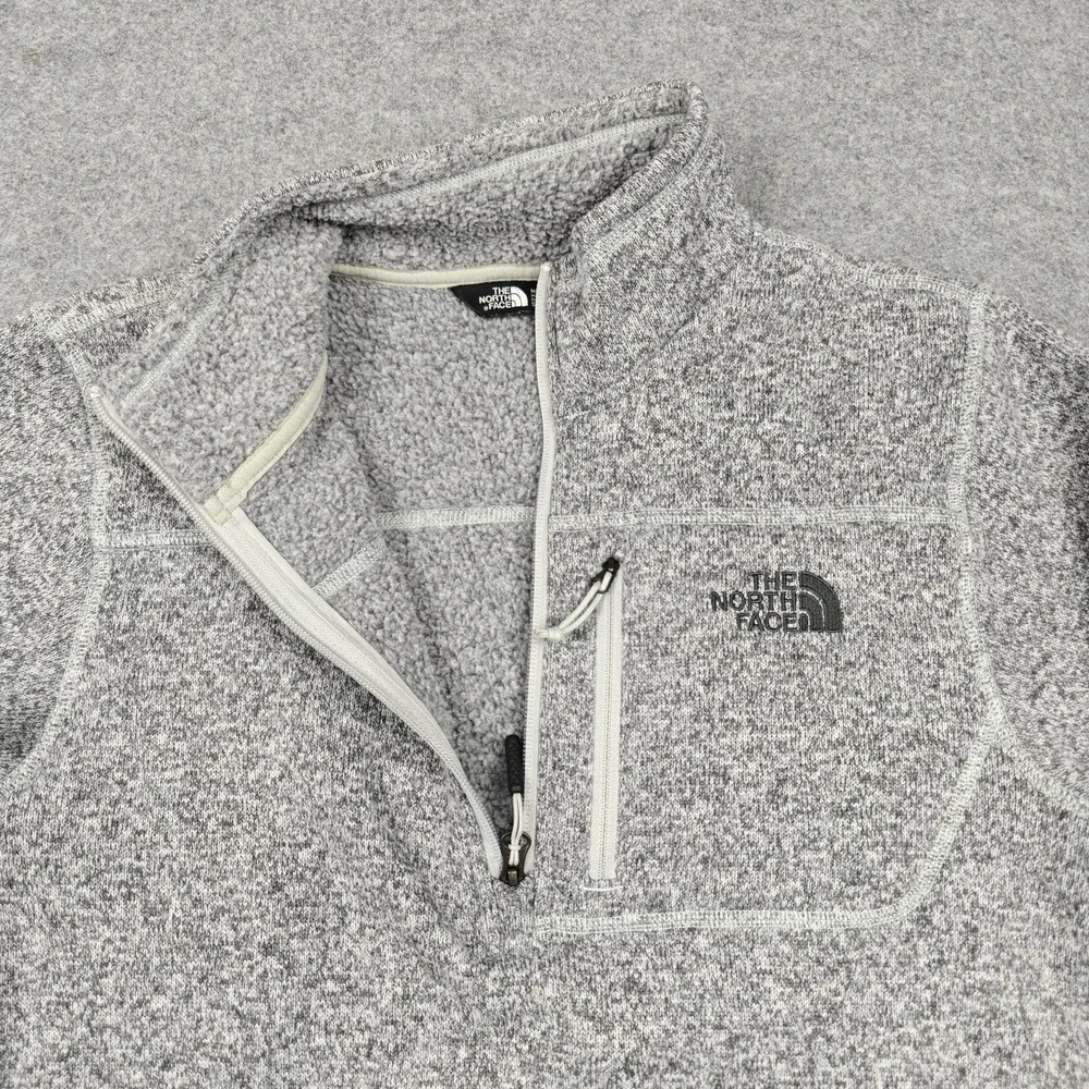 The North Face Sweater Mens Small Gray Heather 1/4 Zip Fleece Mock Neck Pullover